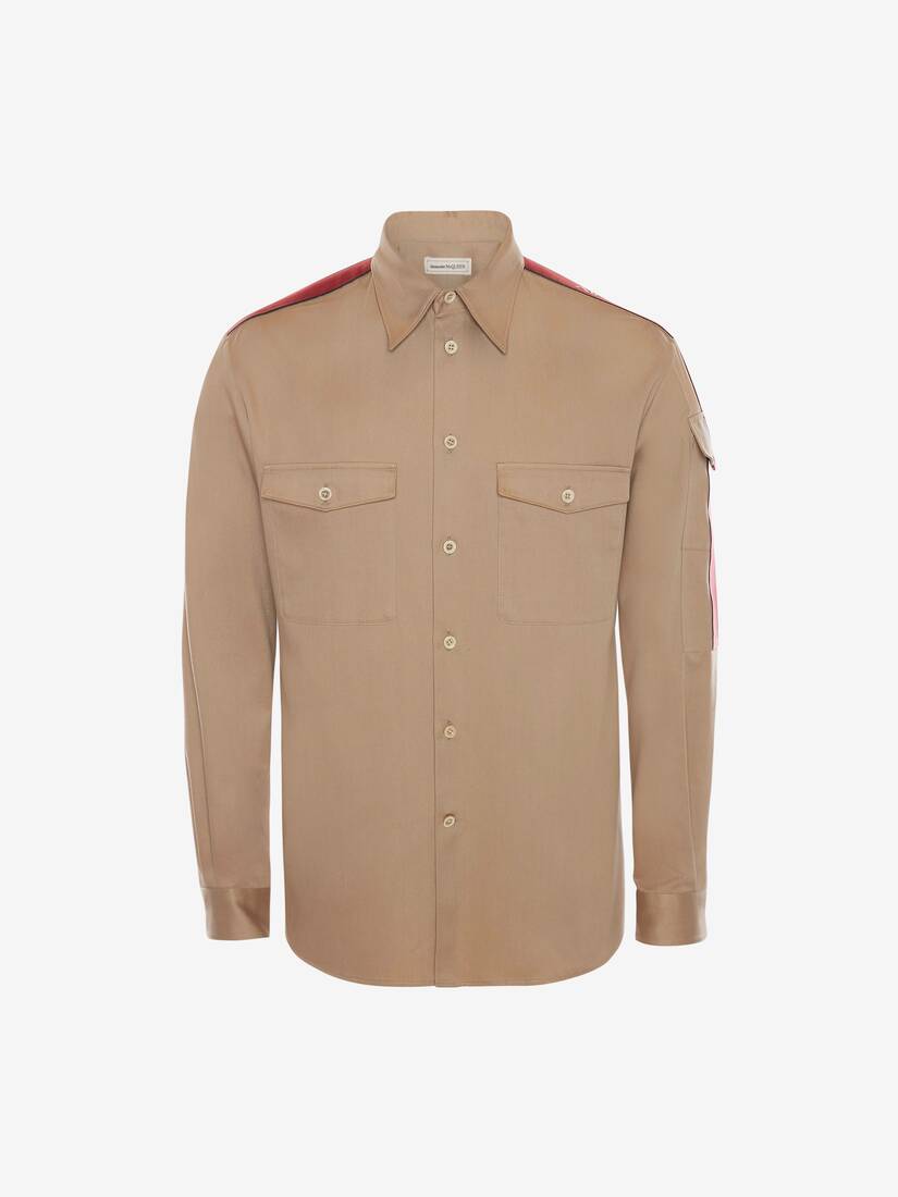 Camisas Alexander McQueen Selvedge Tape Military Hombre - Beige - Mexico 834-MGQUXS